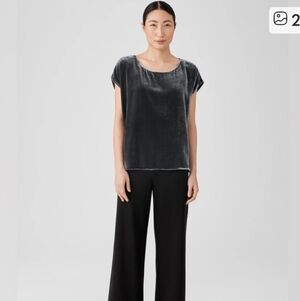 Eileen Fisher Velvet Square Top - XS - Silk Blend - Graphite Gray - Quiet Luxury